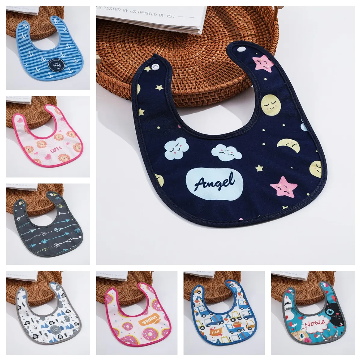 High quality cotton baby bibs Burp Cloths Fashion Animal Print baby bandana U shape triangle scarf bibs dribble bibs DS29