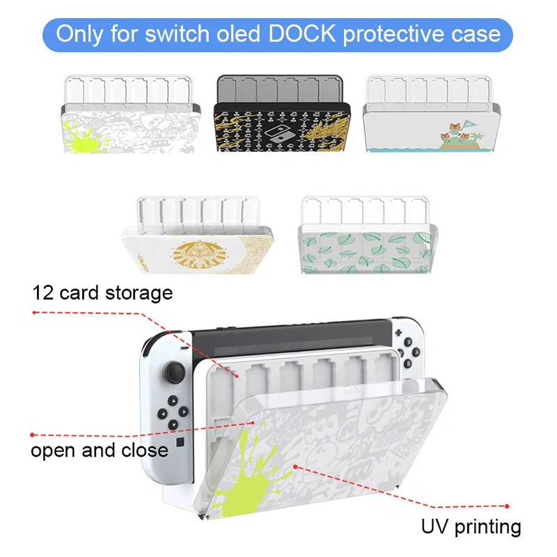 Nintend switch oled DOCK protective case with 12 card box NS oled transparent dust cover for nintendo switch oled dock protect