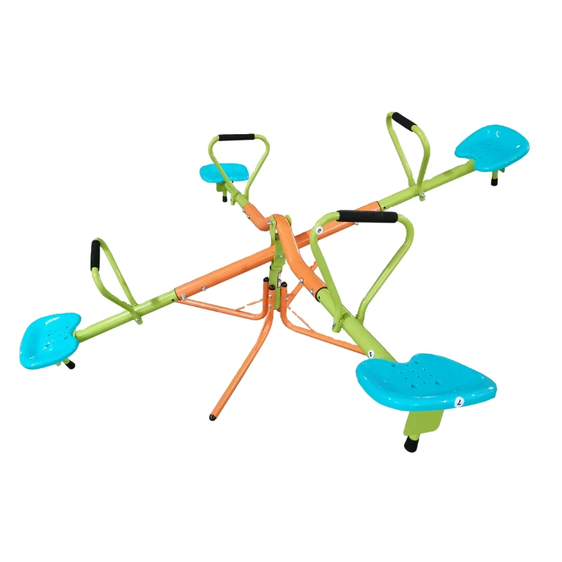 outdoor playground seesaw for4 kids  360 degree rotating sturdy plastic seat seesaw outdoor children