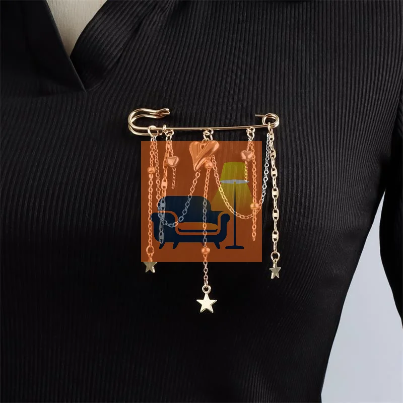 Jewelry Retro Star Love Pearl Chain Tassel Brooches Elegant Women Clothing Decor Accessories Bag Pendant Suit Pins Gift