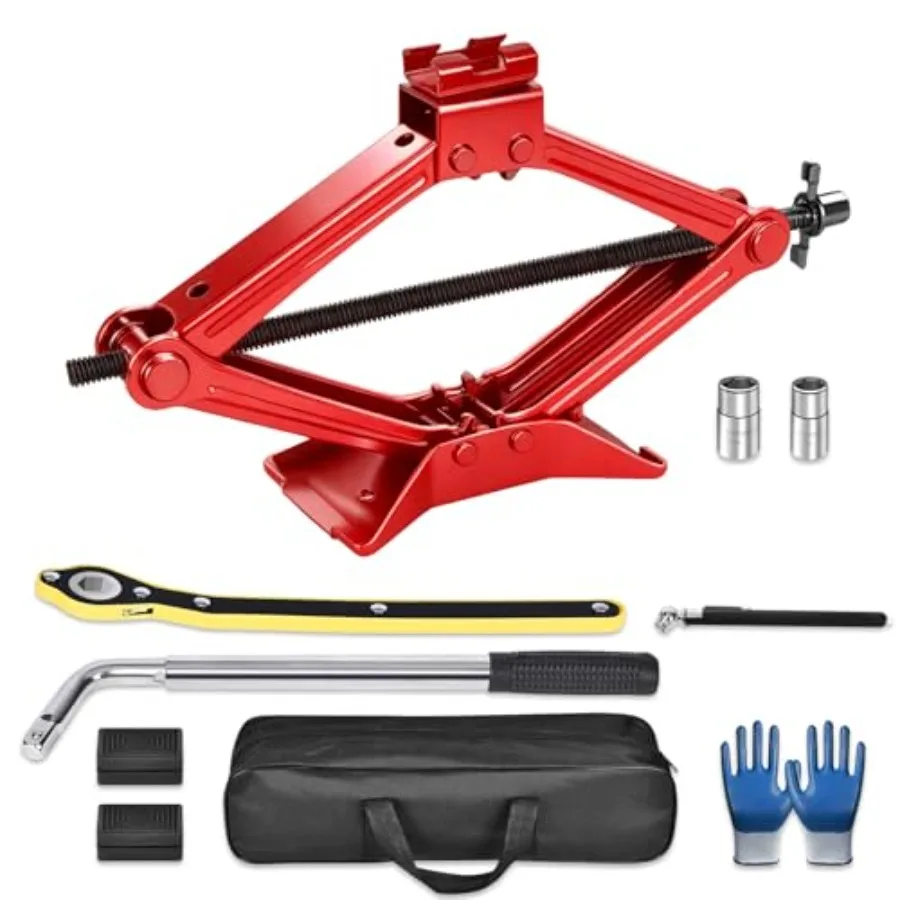 

Scissor Jack 2.5T 5512 Lbs High-Strength Car Jack and Stand Kit with Rubber Pad Tire Changing Kit with Ratchet HandleandLug Wre