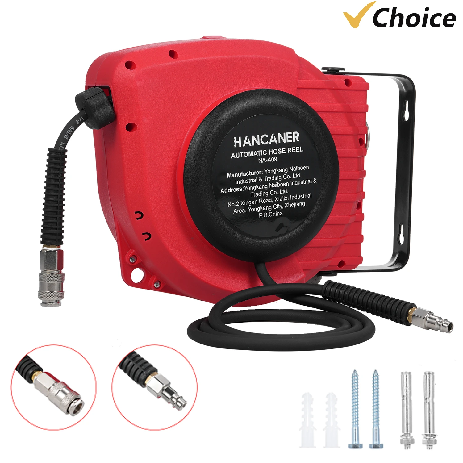 

15+1.5m Compact Telescopic Air Hose Reel with Couplings Spring-loaded Compressed Air Hose with Self-guiding Reel for Workshops