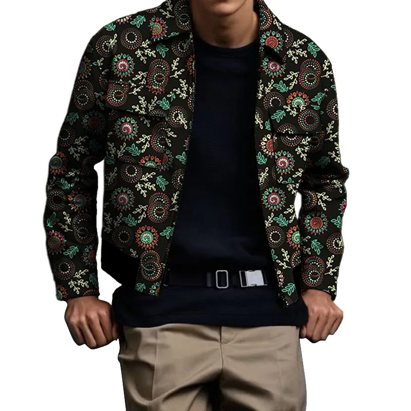 سترة منفوخة للرجال على الطراز العرقي مع جيوب مزدوجة على الصدر، أزياء أفريقية بياقة مقلوبة، معطف قصير للرجال، ملابس أنقرة