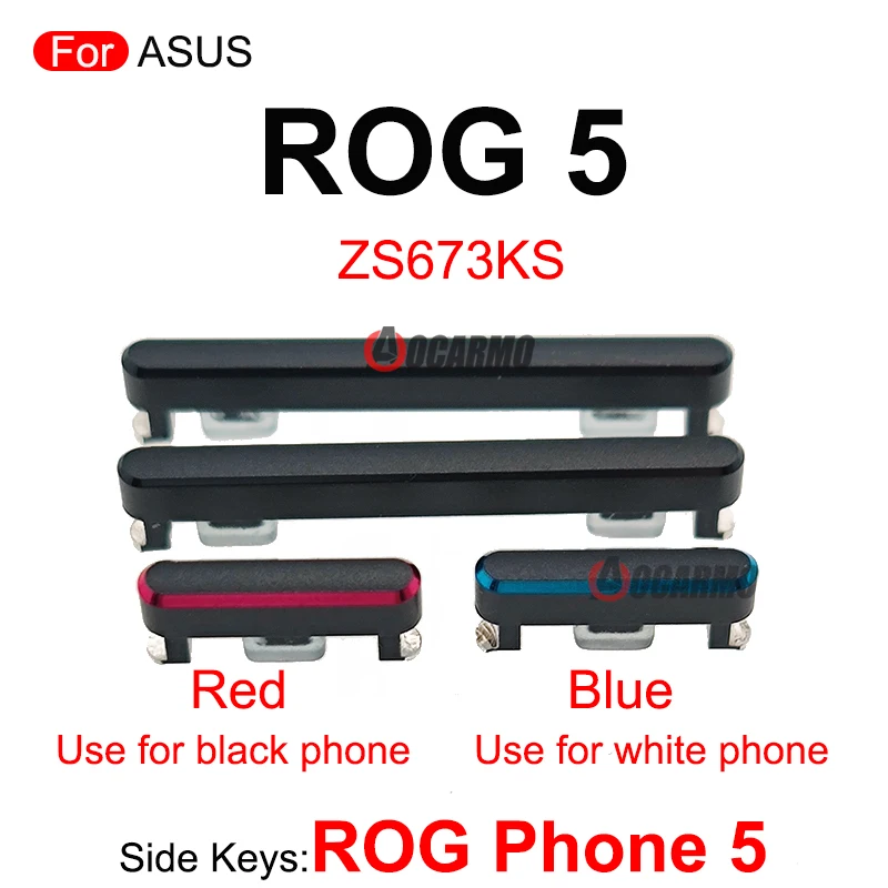 Power On OFF Volume Buttons Side Keys For ASUS ROG Phone 2 3 5 ROG2 ROG3 ZS660KL ZS661KS ZS673KS Replacement Part Black Red Blue