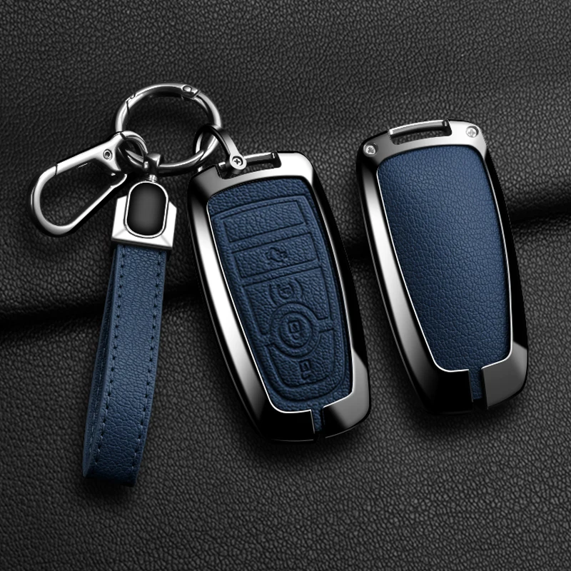 NEW Zinc alloy leather car key set suitable for Ford Mustang Explorer Edge Fusion Mondeo F150 F250 F350 F450 2019 2020 car key