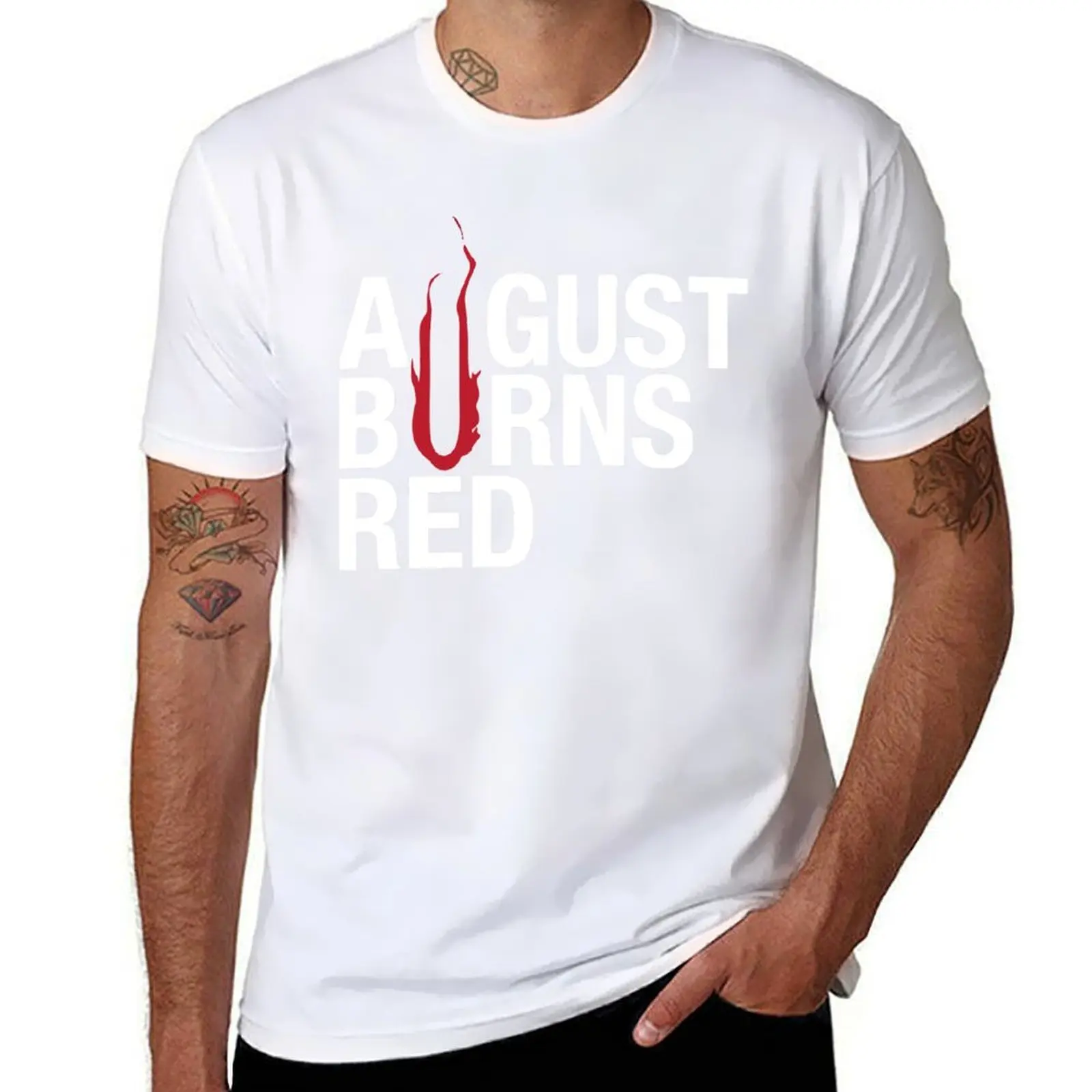

August Burn Red T-Shirt cotton t shirts man 100% t shirts for man cotton T-Shirt