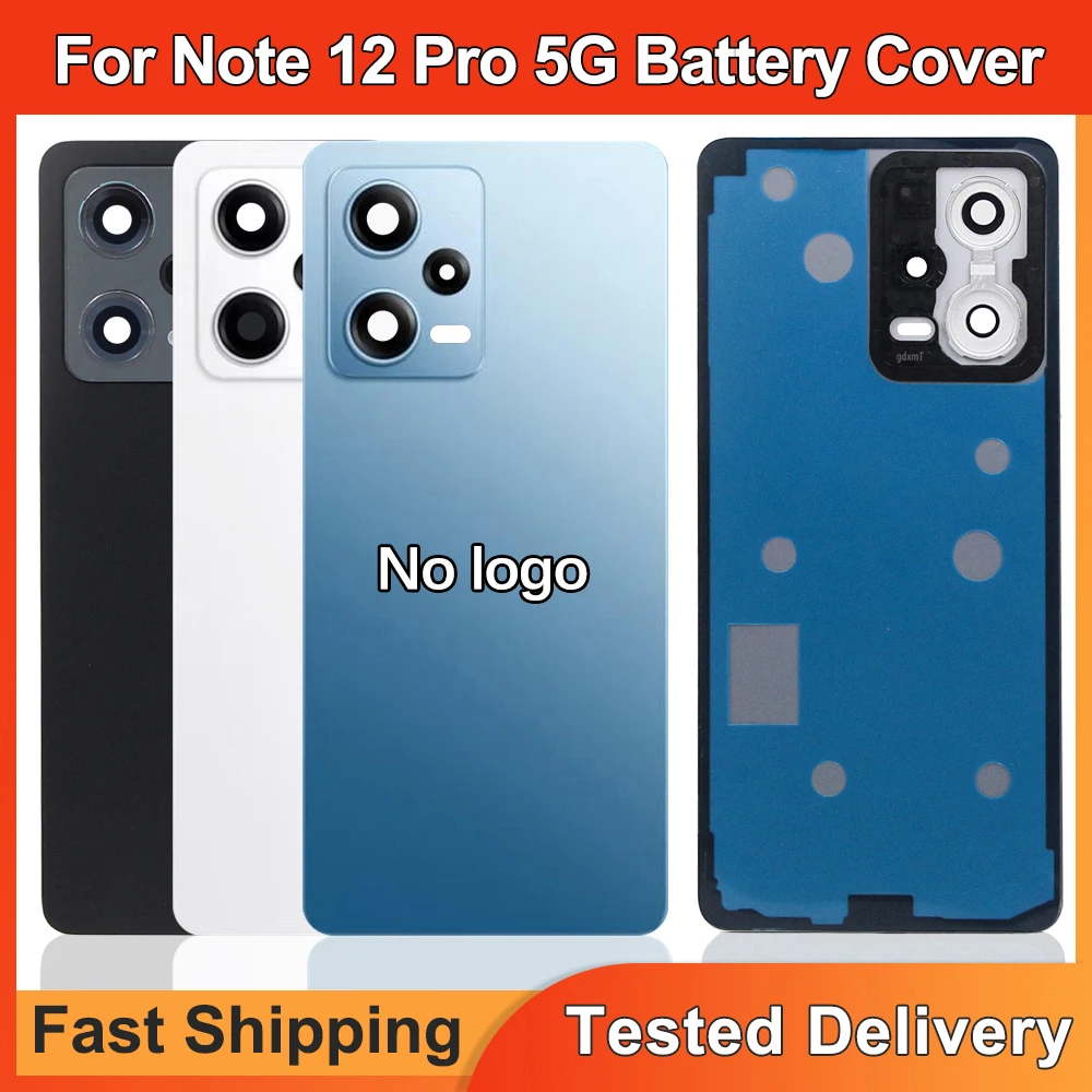 Für Redmi Note 12 Pro 5G Akkudeckel Rückseitige Gehäuseabdeckung mit Kameralinsenteilen