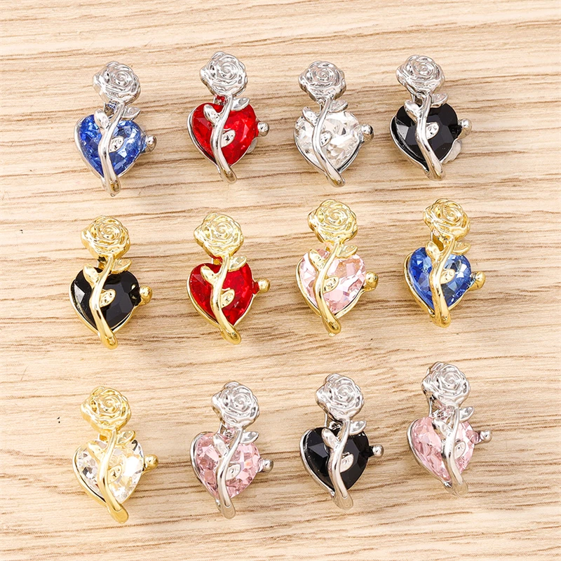 

5pcs 10x16mm Cute Crystal Flower Charms Pendants for Jewelry Making Drop Earrings Necklaces Bracelets DIY Crafts Accessories