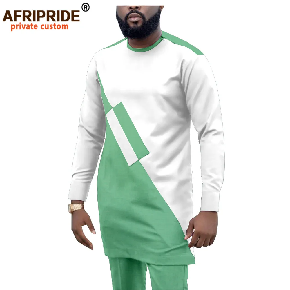 2024 Dashiki Men Tracksuit 2 Piece African Shirts and Ankara Pants Suits Plus Size Outwear Clothes Wear AFRIPRIDE A1916057