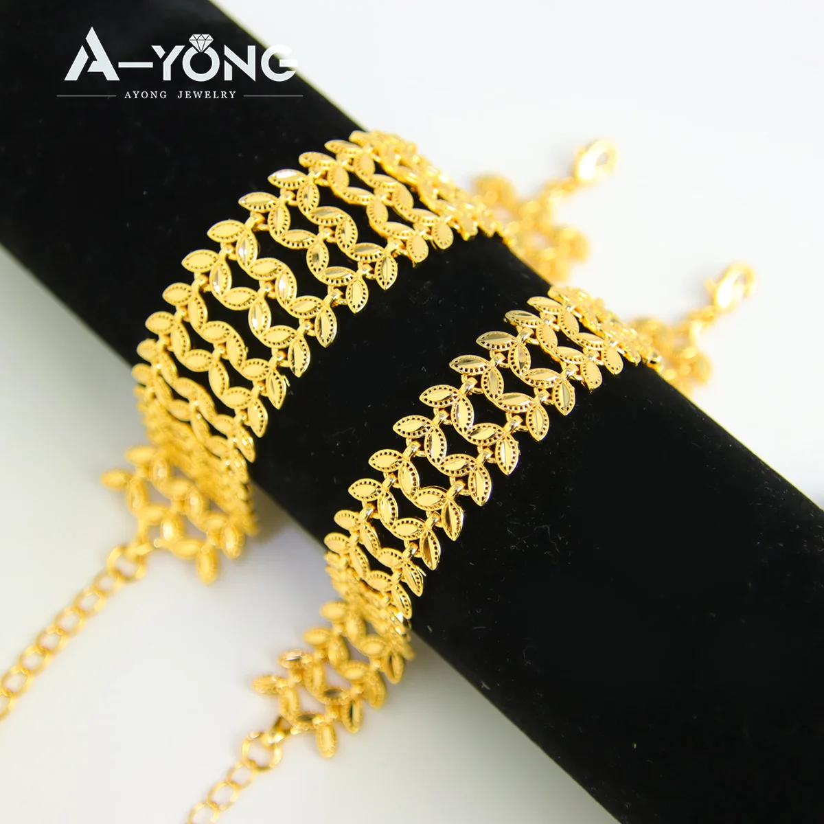 Multi Layer Gold Plated Leaf Bracelet 21k Gold Color Nigeria Elegant Wristband Bangles Dubai Women Luxury Wedding Party Jewelry