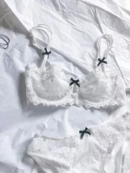 BANERDANNI French Luxury Lace Lingerie Set Womens Push Up Half Cup Bra Plus Size Big Cup Breathable Ultra-Thin Comfort Underwear