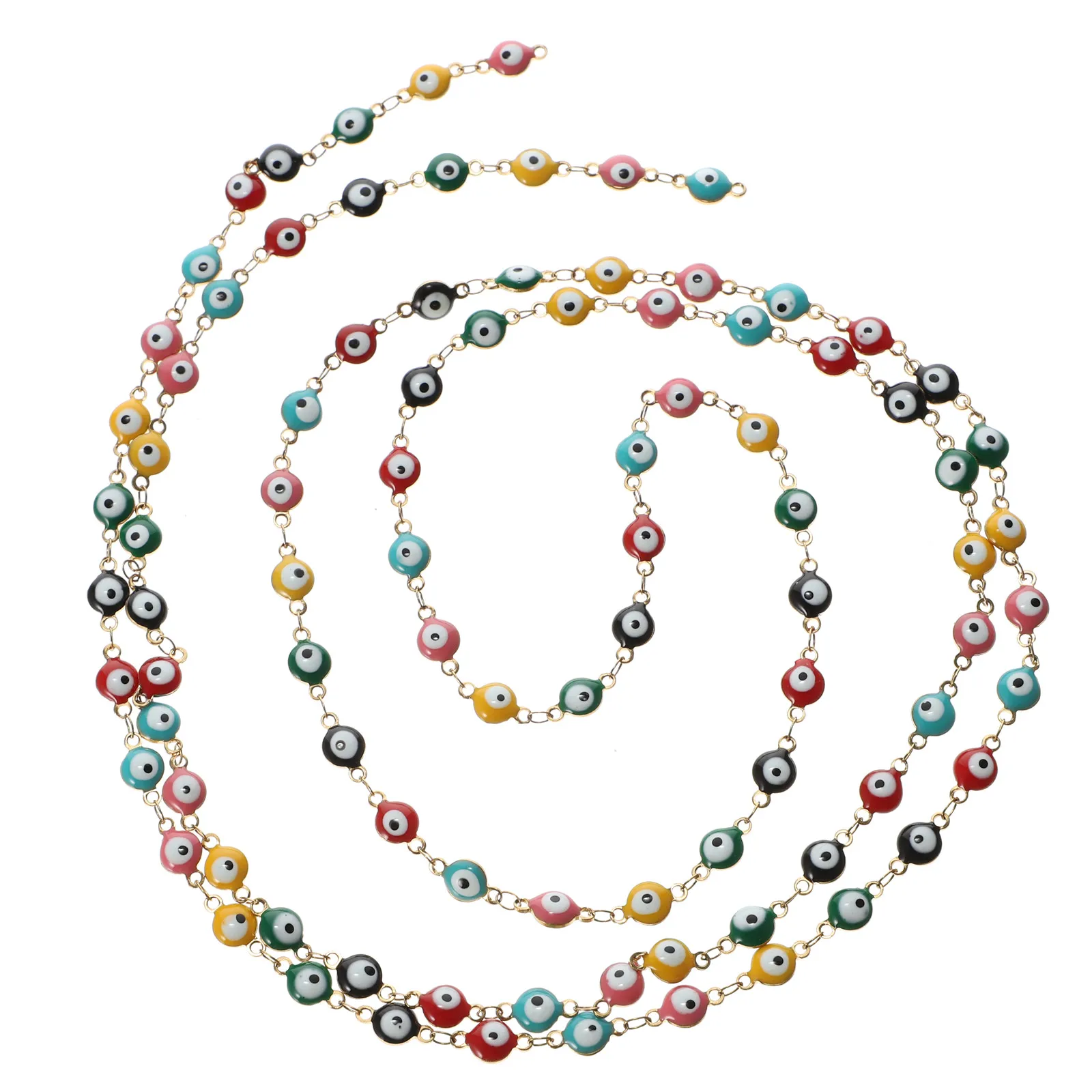 1M Colorful Bead Chain Evil Eye Linking Charm Stainless Steel Anti Rust Corrosion Resistant DIY Jewelry Making Accessories