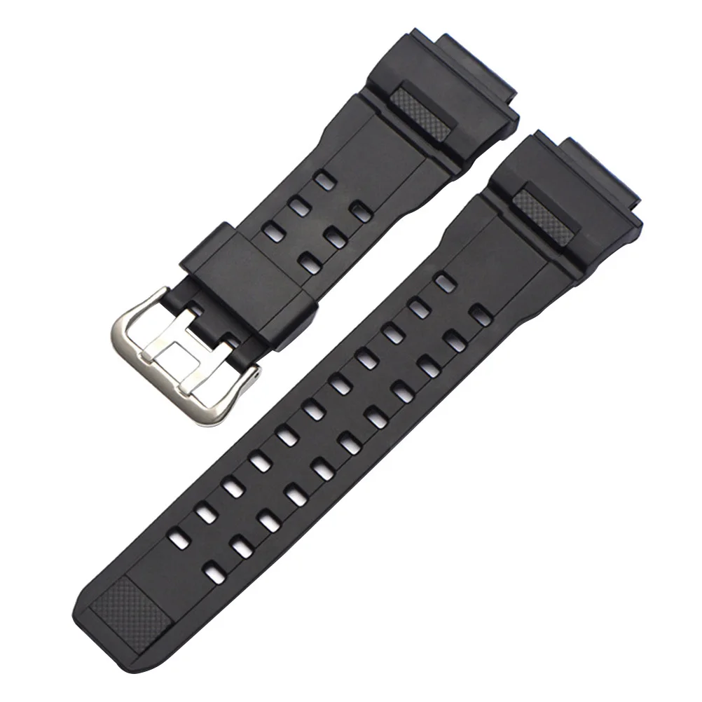 Bracelet de montre en résine noire, bracelet de remplacement confortable en PU pour hommes et femmes, montre-bracelet de Sport décontractée à la mode
