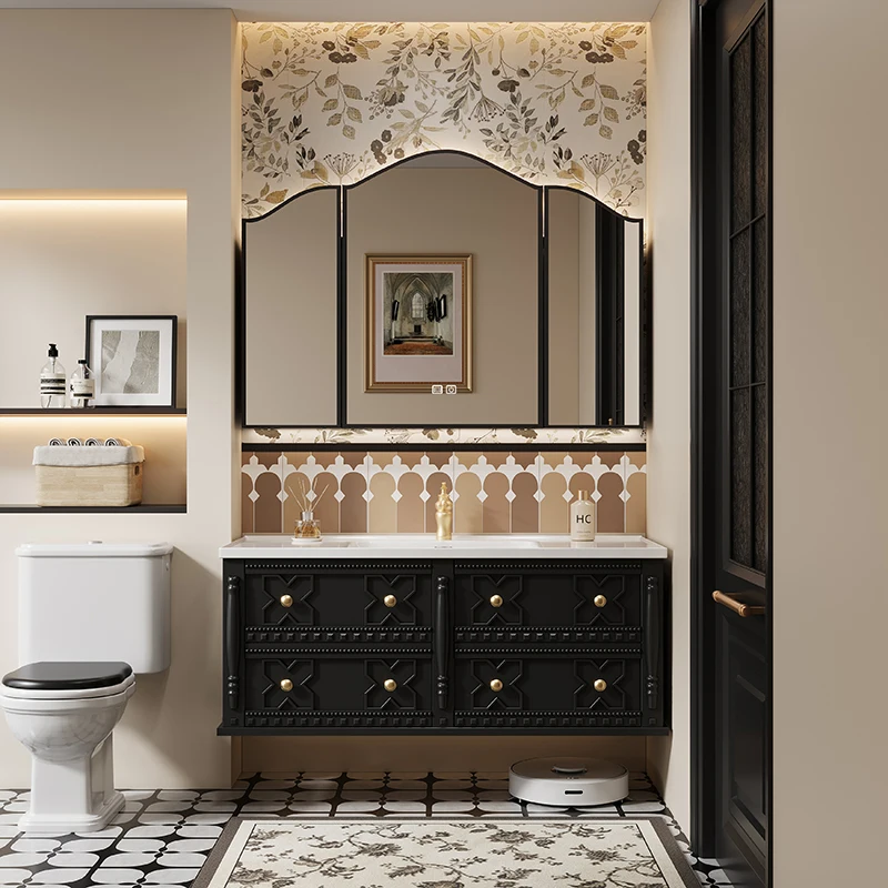 

Aesthetic Mirror Modern Bathroom Cabinet Storage Vintage Floating Bathroom Cabinet Floating Luxury Gabinete Trendy Furniture