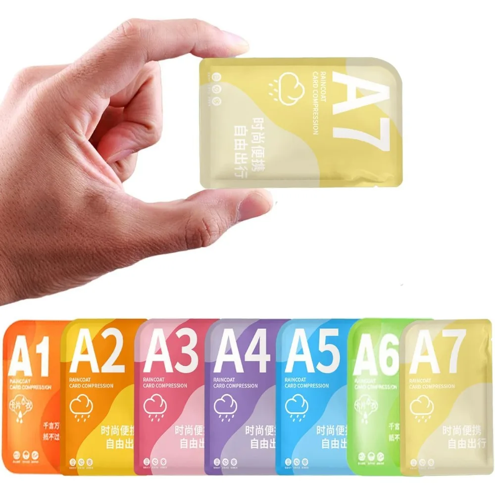 

Одноразовое пончо от дождя, аварийное пончо, дождевик для взрослых, женщин и мужчин, компактный размер, 7 упаковок, 7 цветов