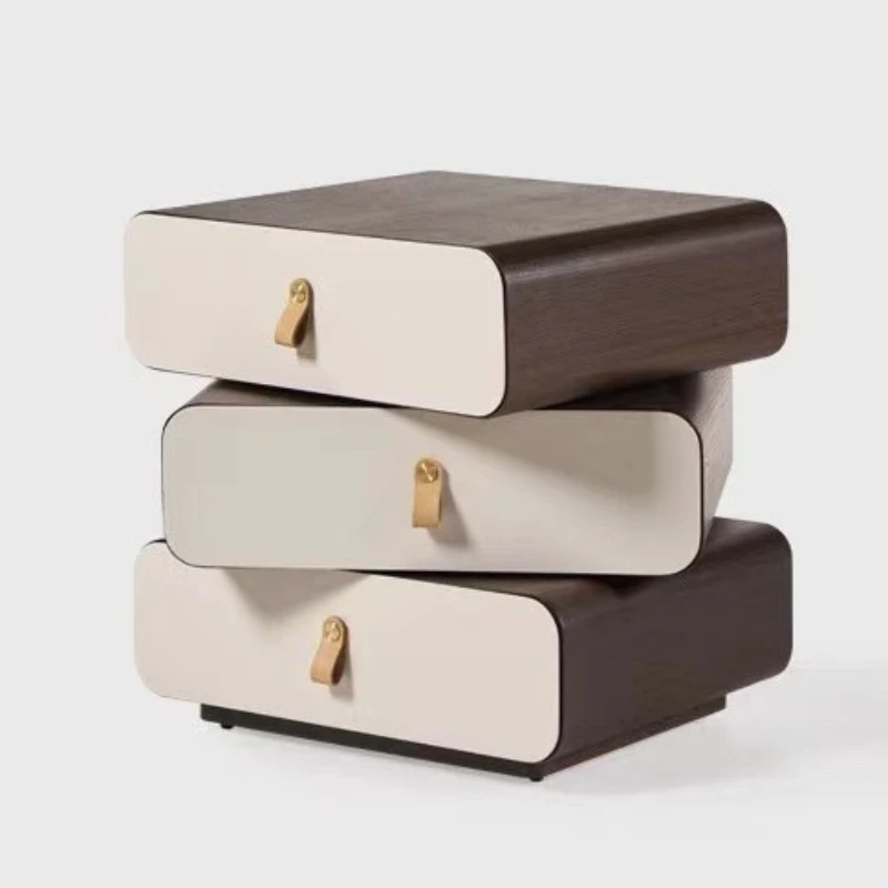 

Italian minimalist rotating bedside table Solid wood simple bedside table now