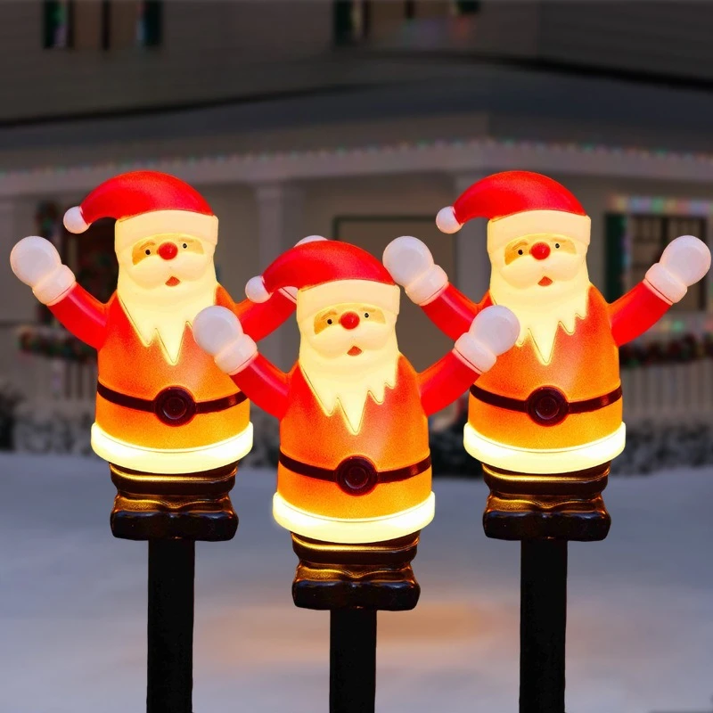 Solar-powered Santa Claus Ground Plug Light, LED Waterproof Garden Outdoor Lawn Light, Holiday Decorative Light