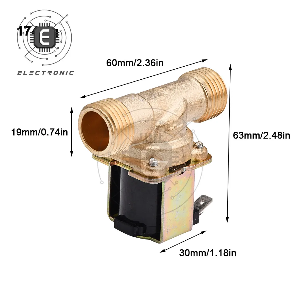 Interruttore elettrovalvola elettrica in ottone 220V DC 12V 24V G1/2 interruttore dell'acqua normalmente chiuso