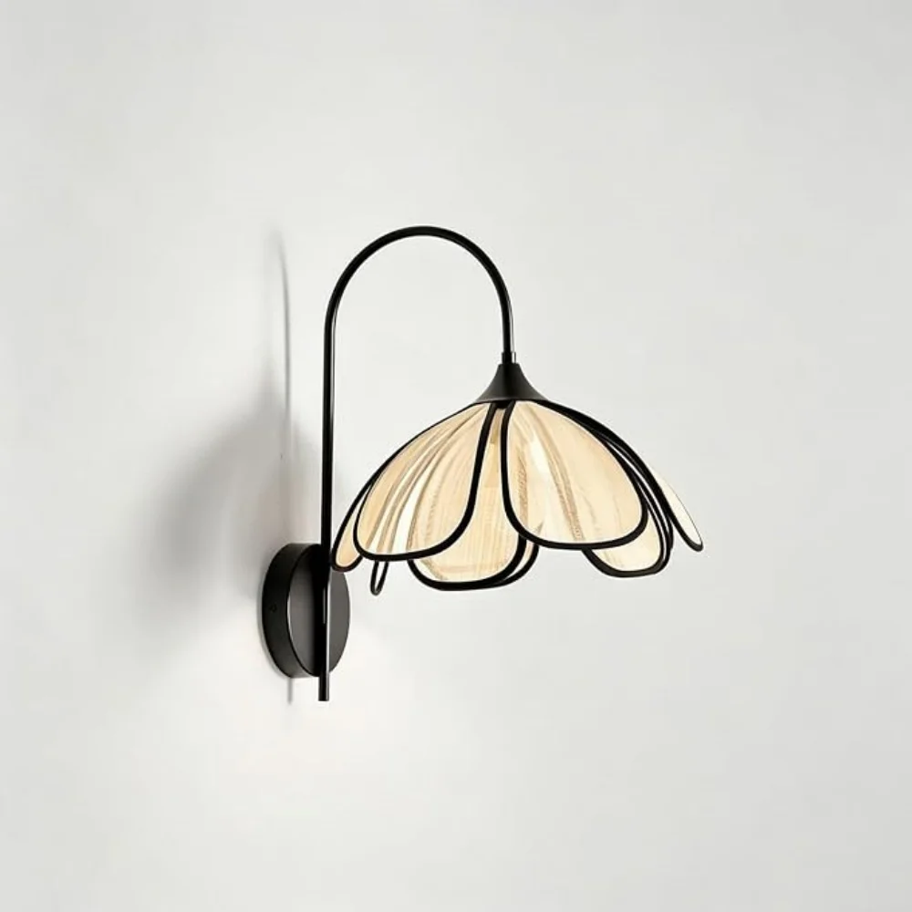 Boho Wall Light Hand-Woven Fabric Shade Flower Lamp For Hallway Wall Lamp Kitchen Island Dining Room Bedroom Wall Sconce