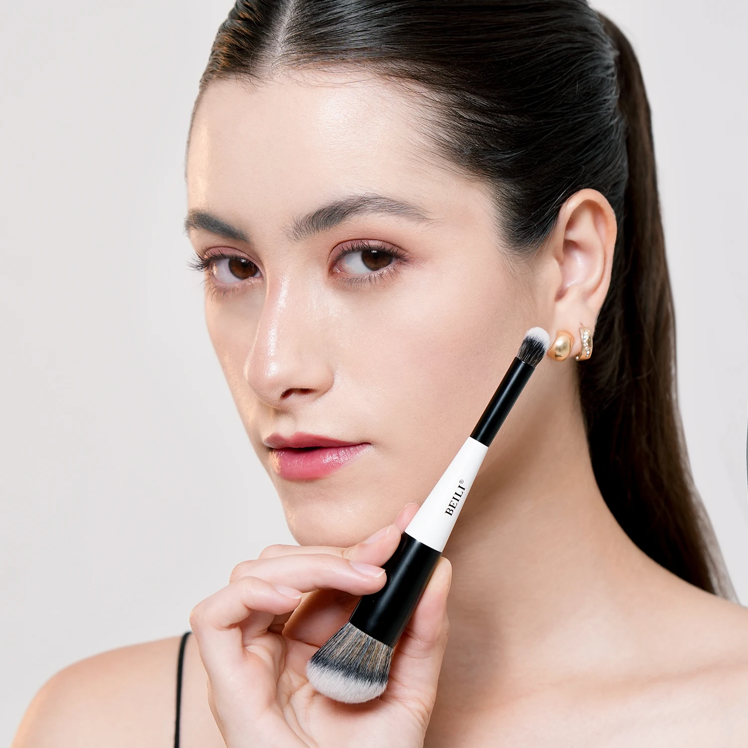 BEILI Professional Makeup Brush Set 12 Pcs Vegan Double-headed Foundation Bronzer Eyeshadow Contour Brushes Travel Cosmetic Kit