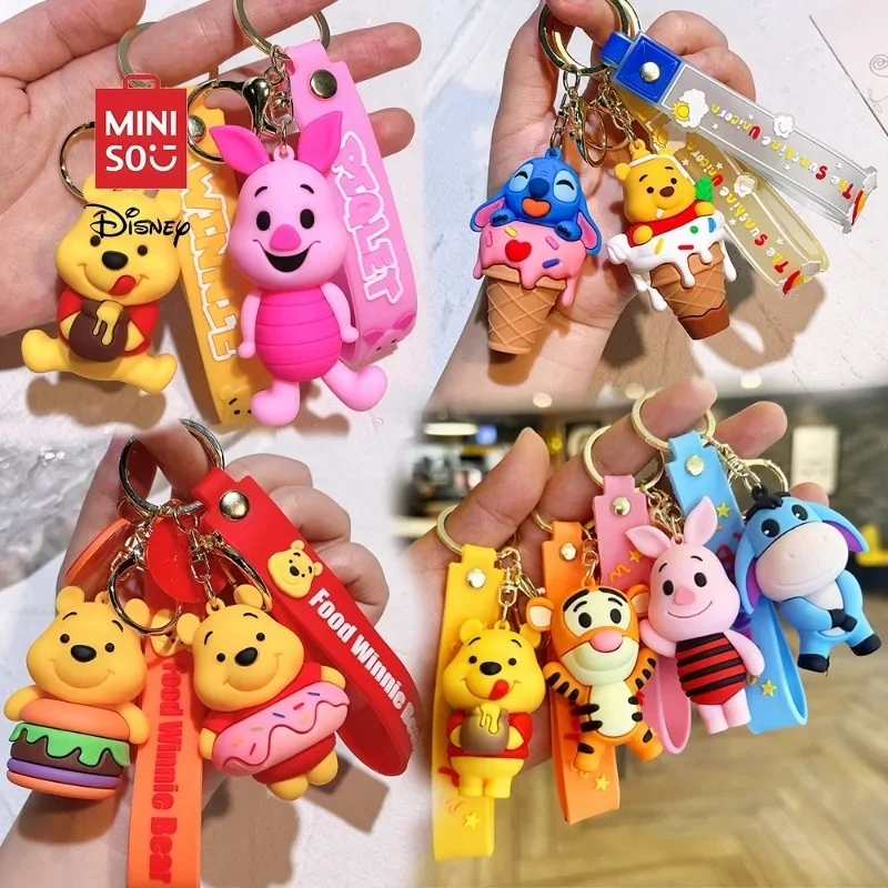 MINISO Disney New Winnie Keychain 2025 Fashion Cartoon Car Key Ring Girl Cute Decoration Unique Idea Gift Backpack Accessories