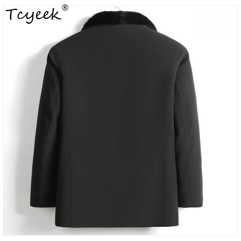 Tcyeek Natural Whole Mink Fur Coat Men Warm Winter Clothes Mid-length Real Fur Parka Cozy Mens Coats High Quality Jacket Jaqueta