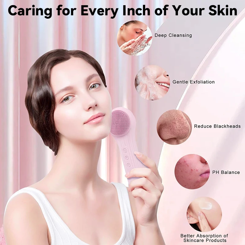 Brosse de nettoyage du visage sonique, épurateur par vibrations, compresse chaude, Massage, exfoliant, électrique, outils de nettoyage du visage
