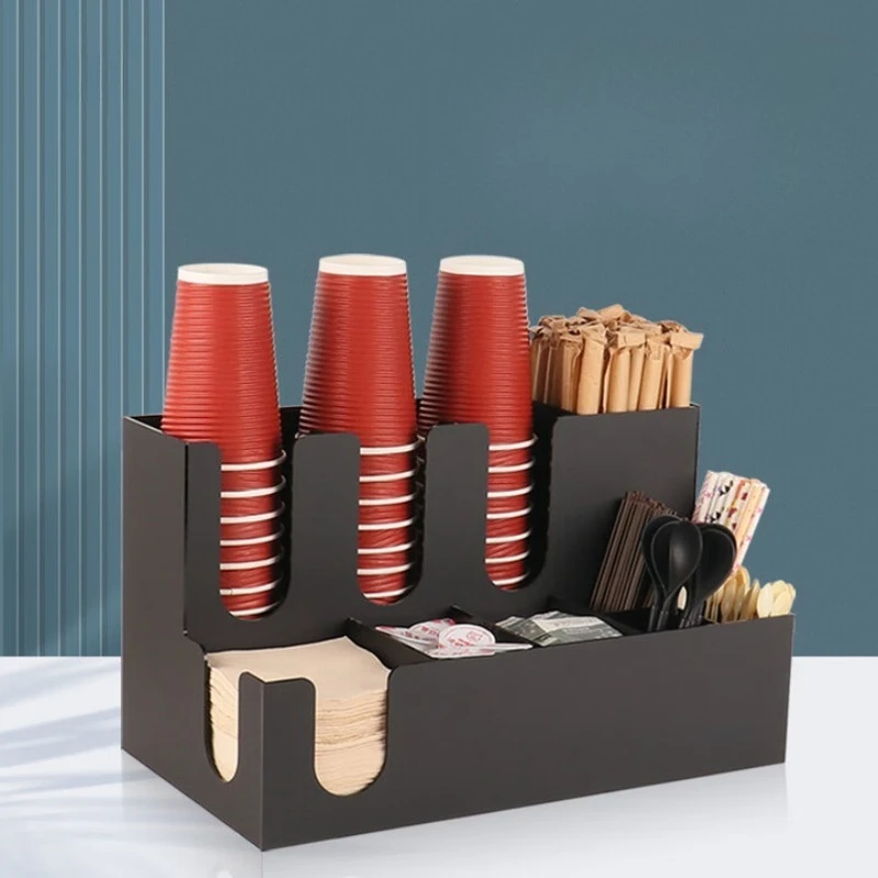 

Coffee milk tea shop cup holder storage paper towel straw box commercial bar disposable paper cup holder cup holder