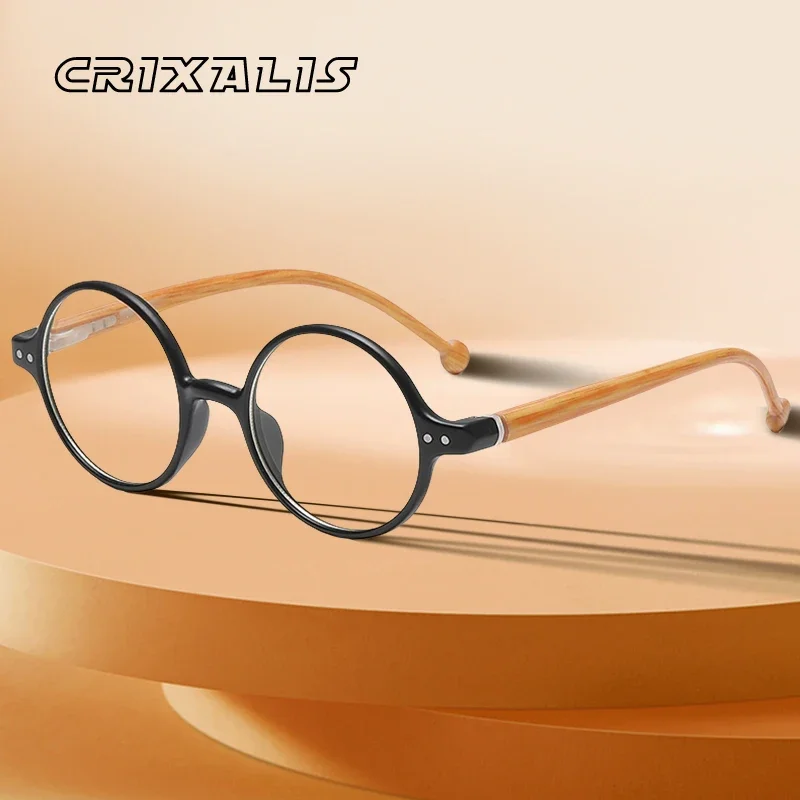 CRIXALIS Retro Round Reading Glasses For Men Transparent Eyeglass Frames Women Blue Anti Light Eyewear Optical Trendy Presbyopic