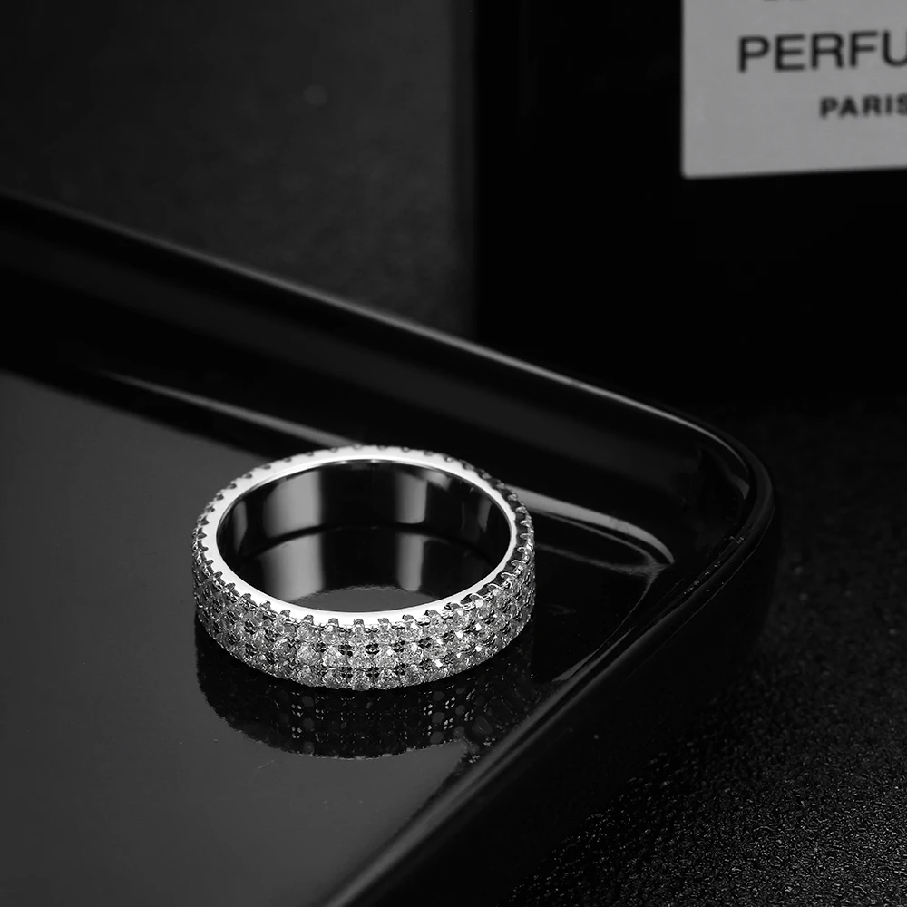 URLOVER D VVS1 Pełny pierścionek z moissanitem 925 Sterling Sliver Obrączka ślubna Okrągłe pierścionki z diamentem laboratoryjnym dla kobiety Błyszcząca biżuteria