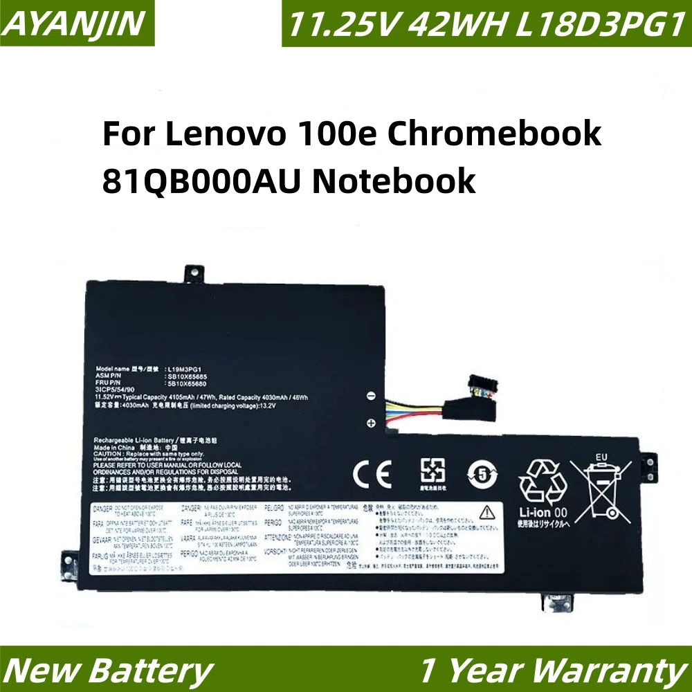 

11.25V 42WH L18D3PG1 L17M3PB0 Laptop Battery For Lenovo 100E 500E Chromebook 1st Gen/100E 300E 500E Chromebook 2nd Gen/100E 300E