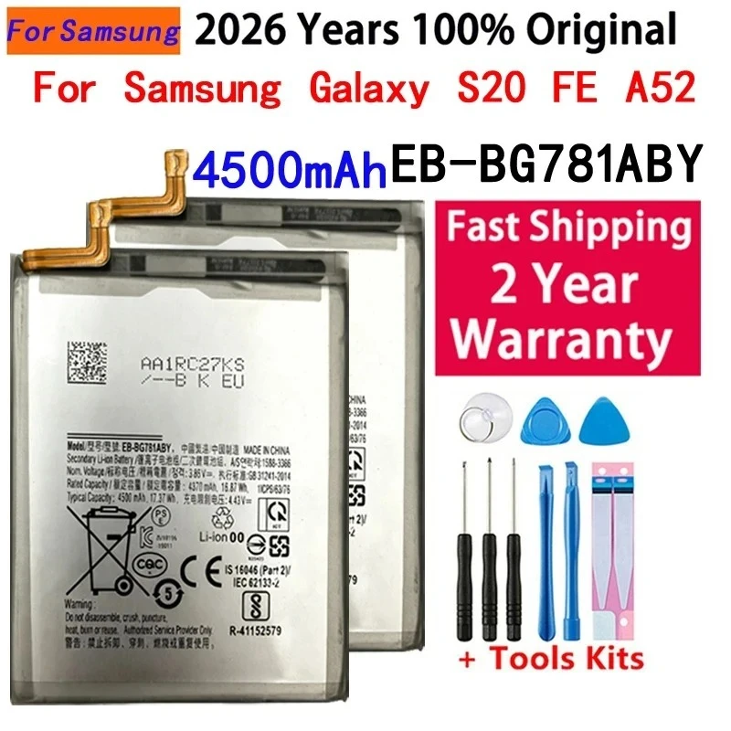 EB-BG781ABY 4500 mAh Hochwertiger neuer Ersatzakku für Samsung Galaxy S20 FE A52 Batteria Batteries+Tools