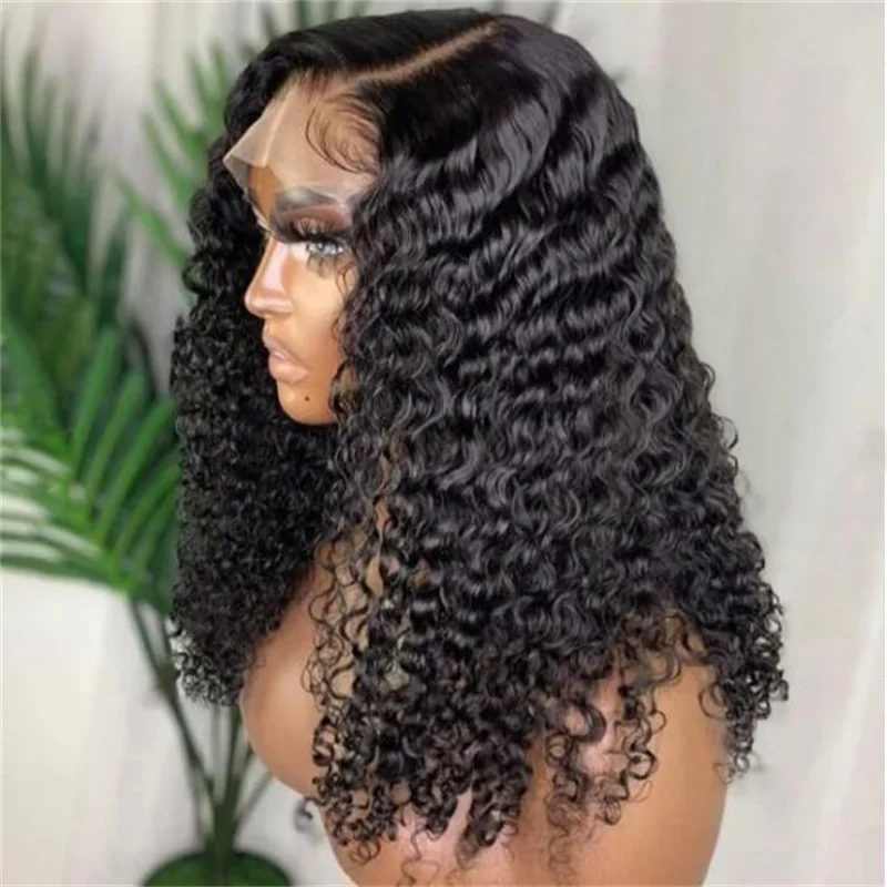 Long Natural Black Glueless 26Inch 180Density Kinky Curly Lace Front Wig For Women BabyHair Heat Resistant Preplucked Daily