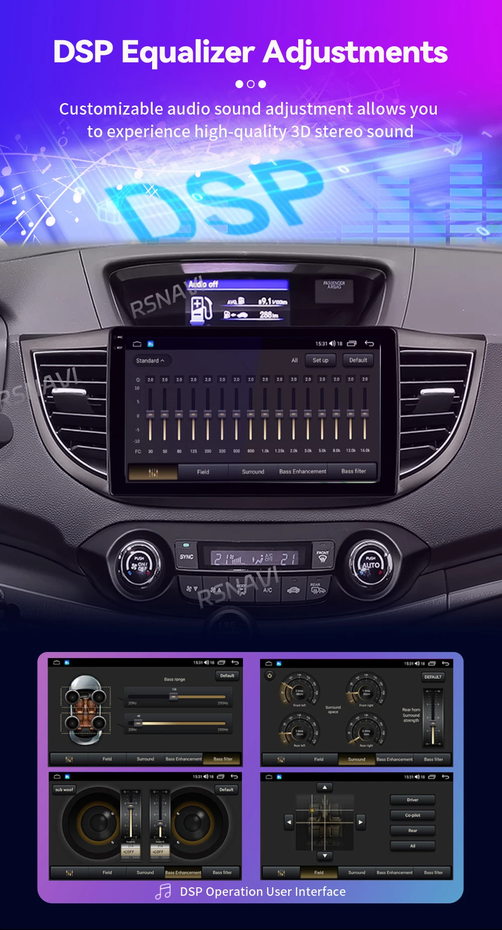 Android 16 Carplay Auto Car Radio Multimedia Player For Honda CRV CR-V 2012-2016 WIFI+4G DSP Autoradio Stereo 2din Head Unit