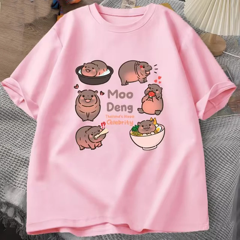 Moo Deng Bouncy Pig in Thailand Baby Hippo Khao Kheow Open Zoo T-Shirt Funny Moo Deng T Shirt Men\'s Short Sleeve Tshirt