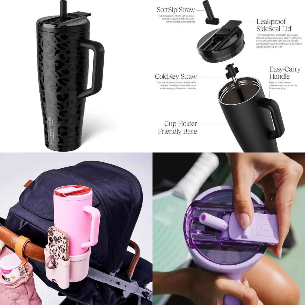 

40oz Insulated Stainless Steel Tumbler with Leakproof Lid | Hygienic, Handle-Friendly, BPA-Free (Onyx Leopard)