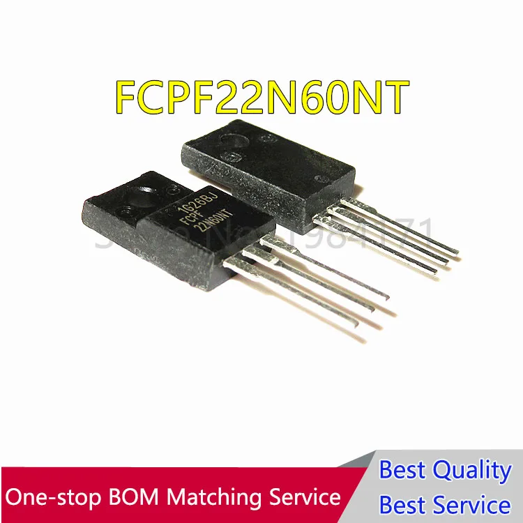 5PCS  FCPF22N60NT 22N60NT TO-220F MOS 600V 22A New and original N-Channel MOSFET 600V, 22A, 0.165W IC NEW