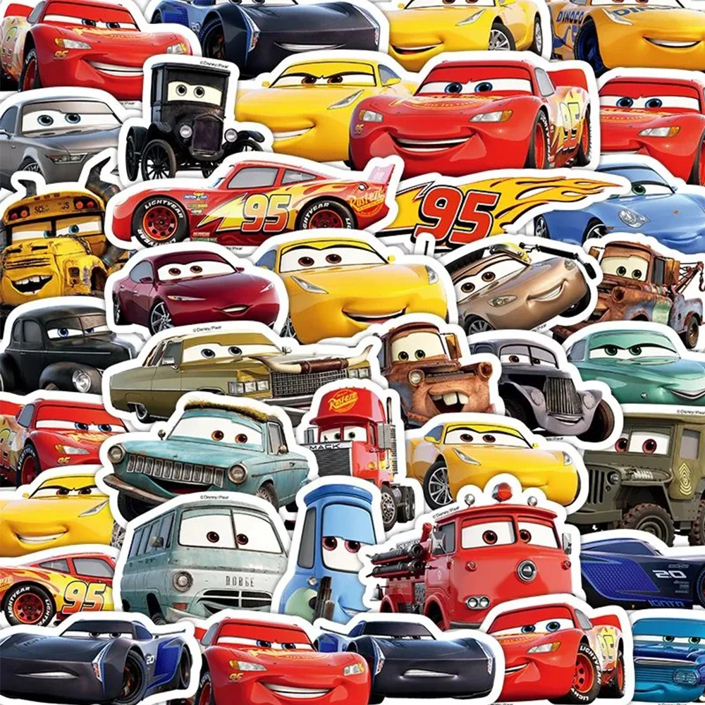 10/30/50pcs Disney Movie Cars Lightning Mcqueen Stickers Funny Cartoon Kids Decals Toy Stationery Notebook Phone Anime Sticker