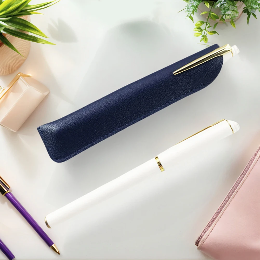 PU Leather Pen Protection Cover Lightweight Pencil Bag Holder Portable Ballpen Storage Bag for Office Supplies