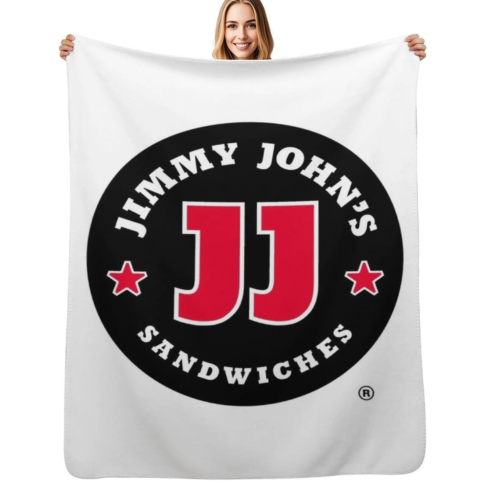 

design jimmy john's restaurant logo Throw Blanket Flannel Fabric Warm cosplay anime Sleeping Bag Blankets