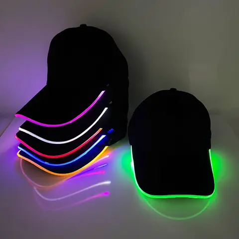 Yetişkin şapka Led optik fiber kap kalça sıcak şapka gece kulübü konser maskeli açık eğlenceli olay malzemeleri Rap yaz şapka