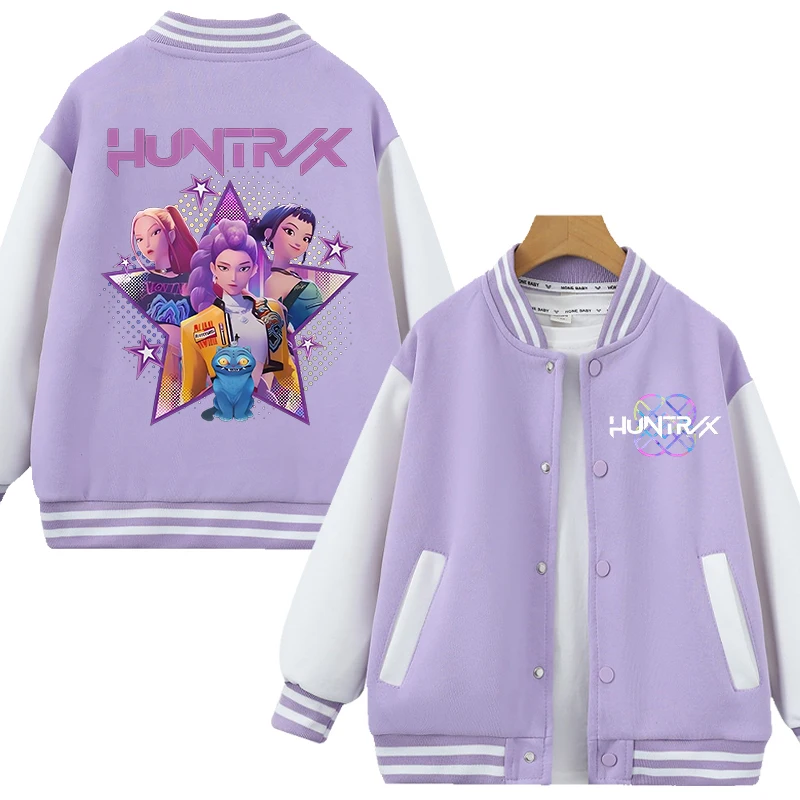 Nueva chaqueta para niños K Pop Demon Hunters, abrigo con estampado de figura de dibujos animados Kawaii, abrigo bonito de otoño para niños, ropa de invierno para niñas