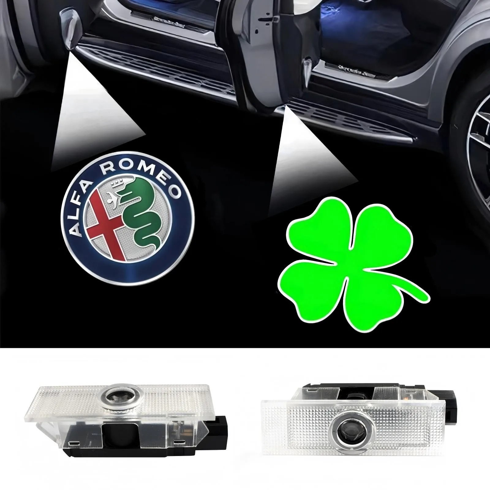 2 LED Car Door Logo Lamp Projector Laser Lights For Alfa Romeo Accessories 159 166 GT Mito Stelvio Brera Spider Giulia Giulietta