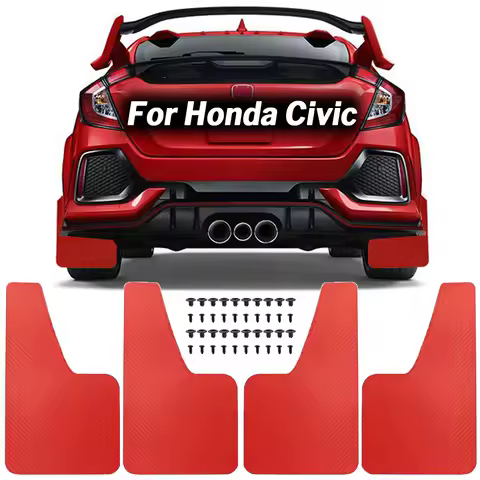 Red Mud Flaps For Honda Civic Type R Type-R Type-S GX Mugen Si EK9 EP3 FD2 FN2 RR RC GT FK2 FK8 Mudflaps Splash Guards Mudguards