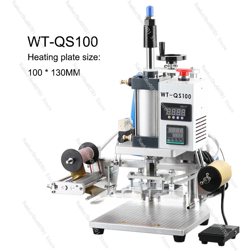 WT-Q100/ WT-QS100 Pneumatic Hot Foil Stamping Machine Desktop Leather Stamping Hot Press Embossers Heat Press Machine 220V/110V