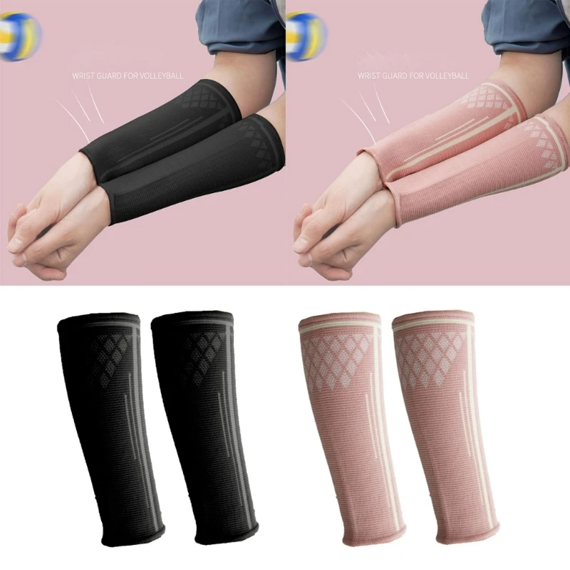 2Pcs Volleyball Arm Sleeve Wristband Protectors Forearm Compression Sleeve Handband Sweat Wrist Support Brace Wrap Guard