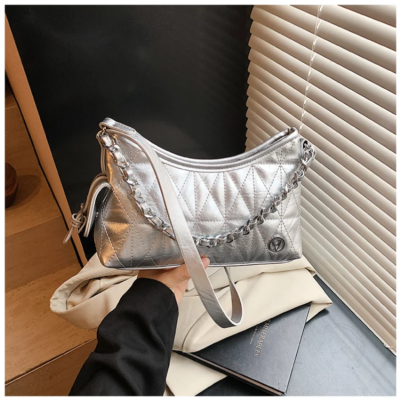 

2025 Quilted Chain Bag Adjustable Strap, Solid Color Underarm Purse Crossbody for Women Daily