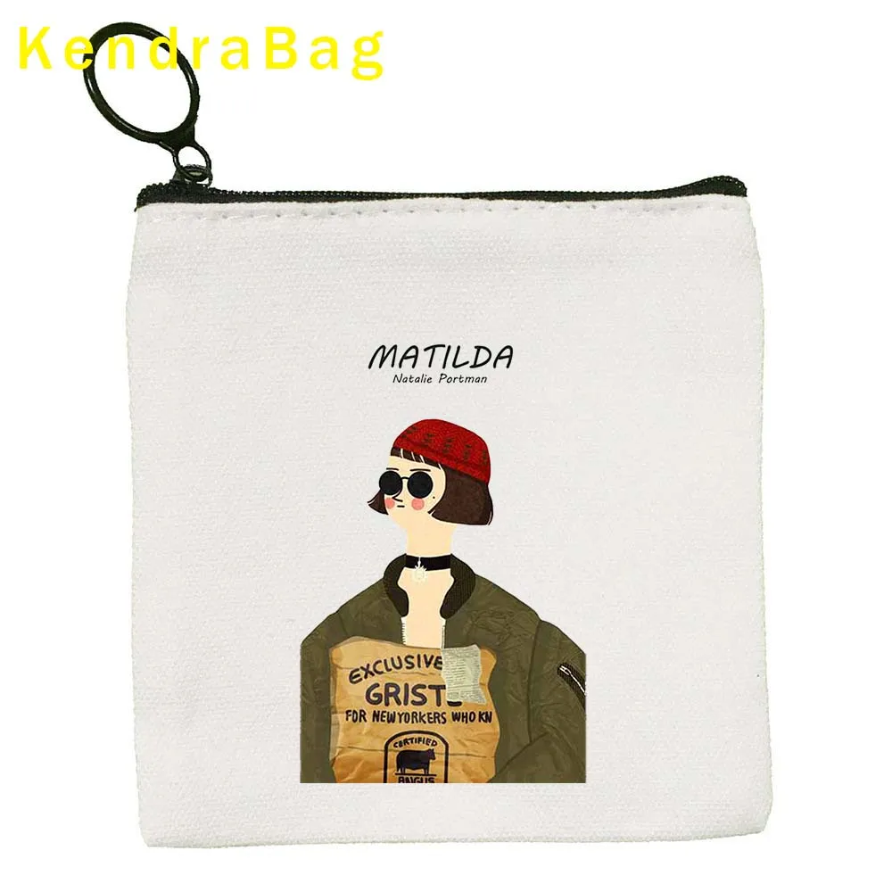 Retro Vintage Movie Fashion Leon Mathilda The Professional Girl, pintura al óleo de dibujos animados, monedero, bolsa, BILLETERA, regalo con cremallera