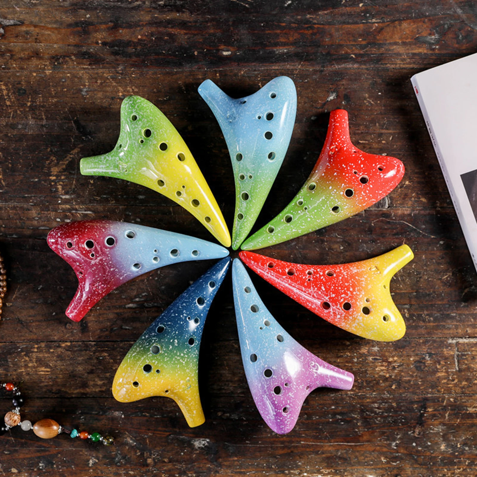 Starry Sky Ceramic Ocarina 12-Hole Alto C - Complete Starter Kit with Bag & Neck Strap, Perfect Musical Gift for Beginners