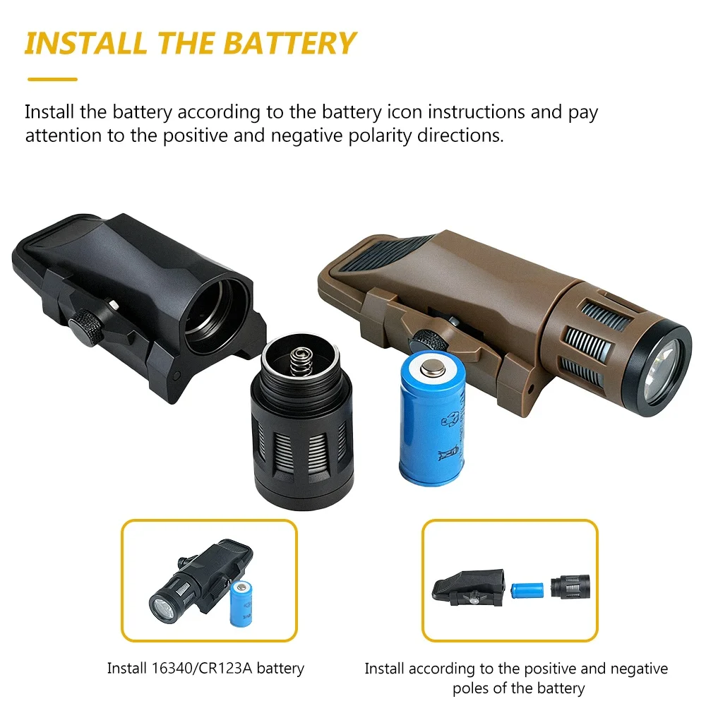 BOOIU Tactical Flashlight WML-G2 Strobe LED Light Airsoft Outdoor 400 Lumens Hunting Flashlight Waterproof Camping Strong Torch